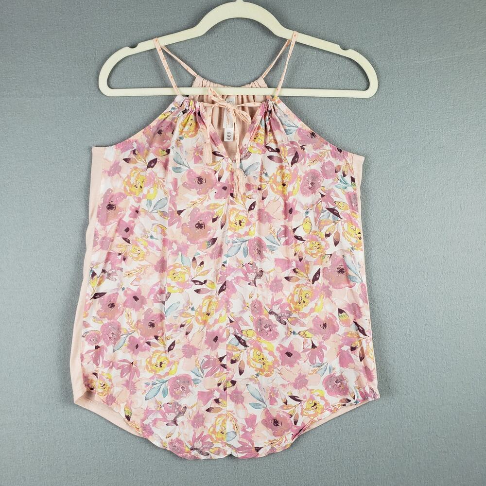 Gilligan & O'Malley Women's XS High Neck Sleepwear Tank‎ Top Pink Floral Pajama